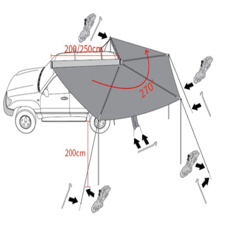 270 degree 2M Car Wing Awning