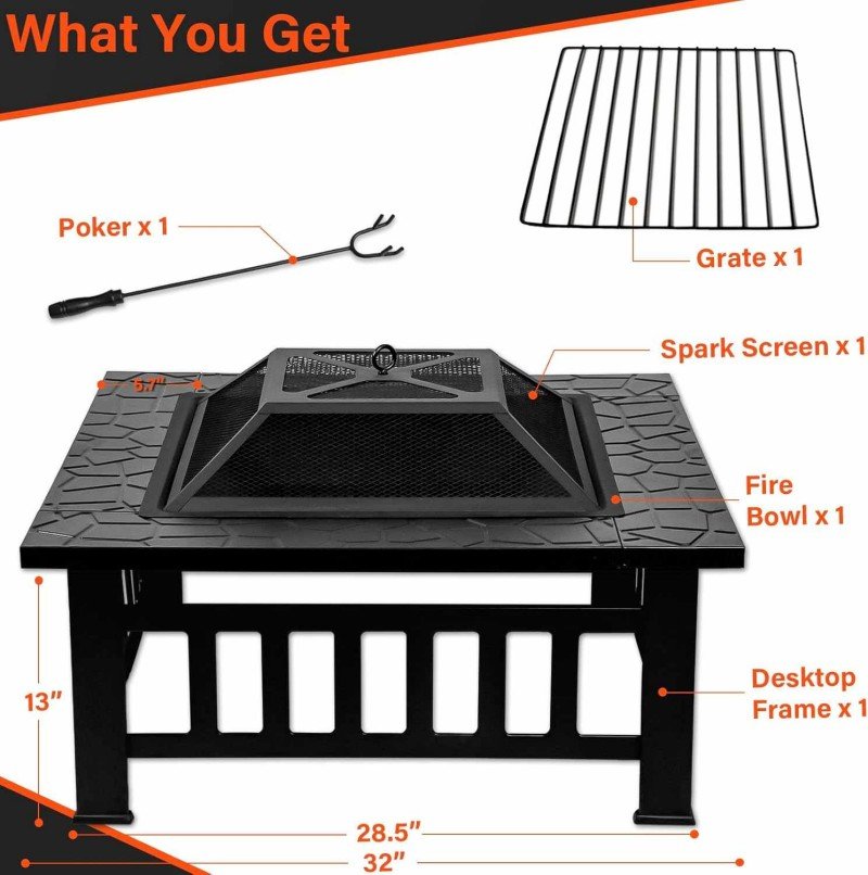 32 Inch Fire Pit Table