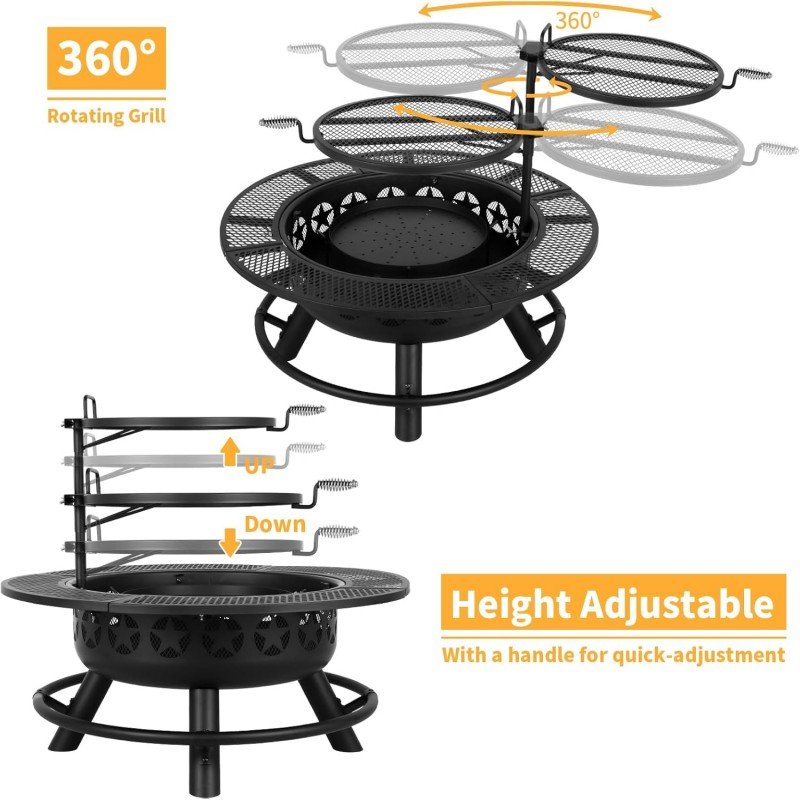 35 Inch Fire Pit with 2 gates