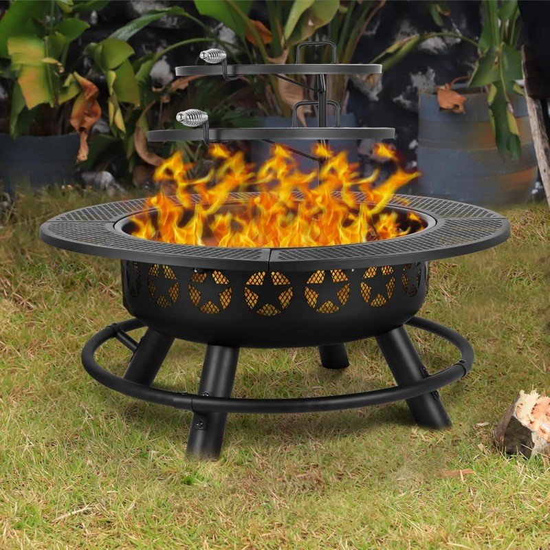 35 Inch Fire Pit with 2 gates