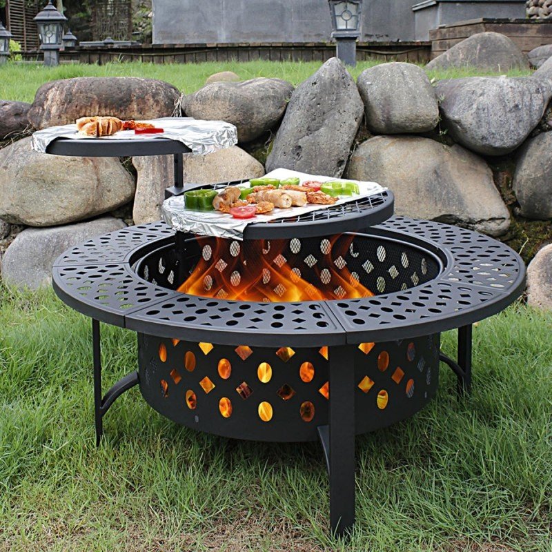 36 Inch Fire Pit with 2 Grill
