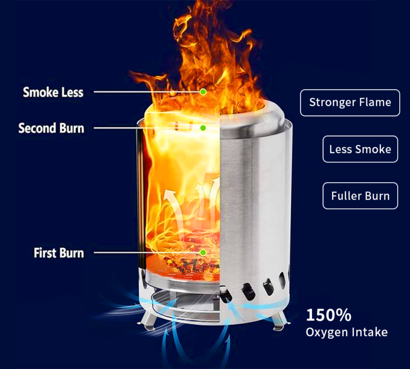 7inch stainless smokeless table firepit