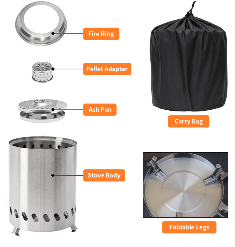 7inch stainless smokeless table firepit