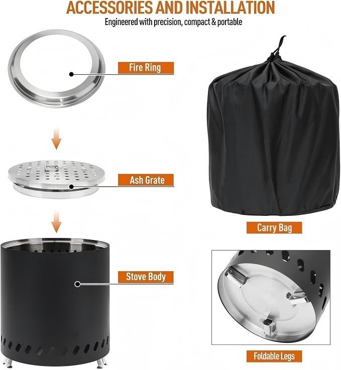 9inch stainless smokeless table firepit