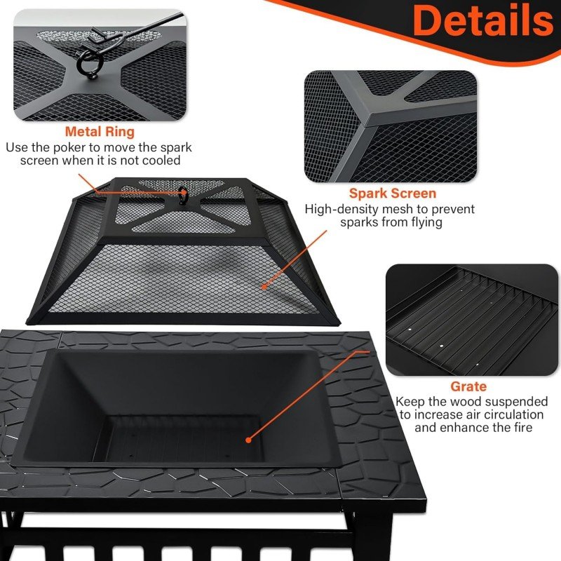 FirePit Table with Fire pocker